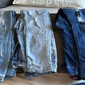 Stylish Distressed Denim Jeans Trio